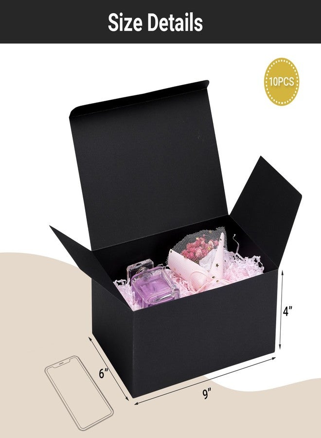 EUSOAR Gift Box, 10 Pcs 9"x6"x4" Black 350gsm Cardboard Thick Birthday Gift Boxes with Lids Ribbon for Presents, Groomsmen Bridesmaid Proposal Wedding Gif Box for Candy Candle Soaps Jewelry Packaging - Image 2