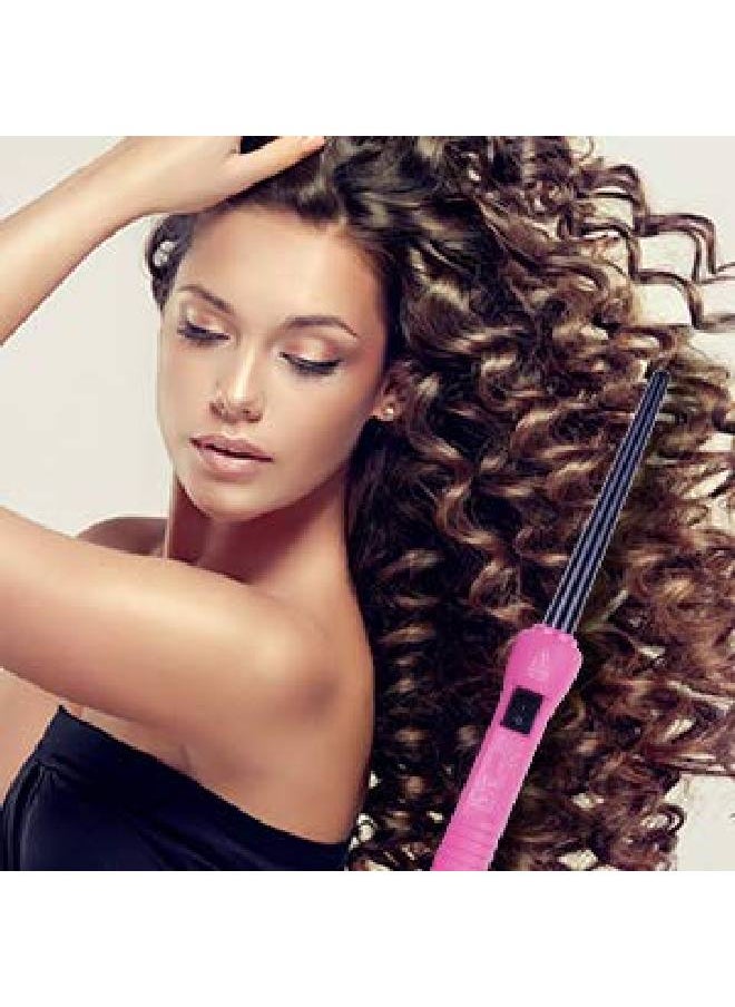 HerStyler - Baby Curls Mini Curling Iron ; Tapered 1/2 To 3/4 Curling Iron ; Skinny Curling Wand For Queens Who Want To Be Crowned In Curls ; 9Mm To 13Mm Wand With Dual Voltage ; Pink - Image 1
