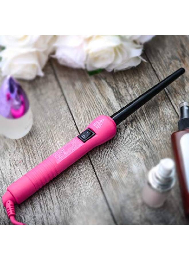 HerStyler - Baby Curls Mini Curling Iron ; Tapered 1/2 To 3/4 Curling Iron ; Skinny Curling Wand For Queens Who Want To Be Crowned In Curls ; 9Mm To 13Mm Wand With Dual Voltage ; Pink - Image 1