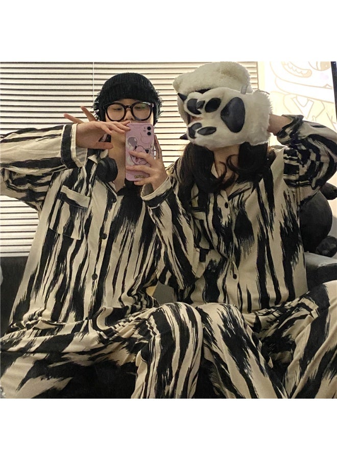 Spring Autumn ins Style Couple Pajamas Sets Women Men Cartoon Printed Lovely Home Clothing Youth Students 2 Pcs Sleepwear Pijima - Image 1