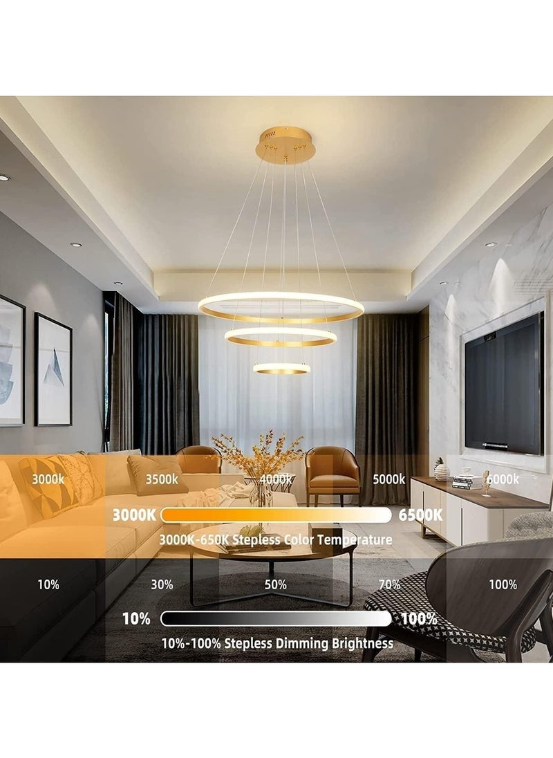 SUPER POWER Modern LED Pendant Light, 3 Rings Chandeliers Fixture Dimmable with Remote Control 3-Color LED Chandelier Ceiling Pendant Light for Bedroom, Living Room, Dining Room, Kitchen - pzsku/Z41567BCCD4EA478E78F3Z/45/_/1730561513/4746cb45-c6a7-4d54-b681-5c3bbc3aa67a