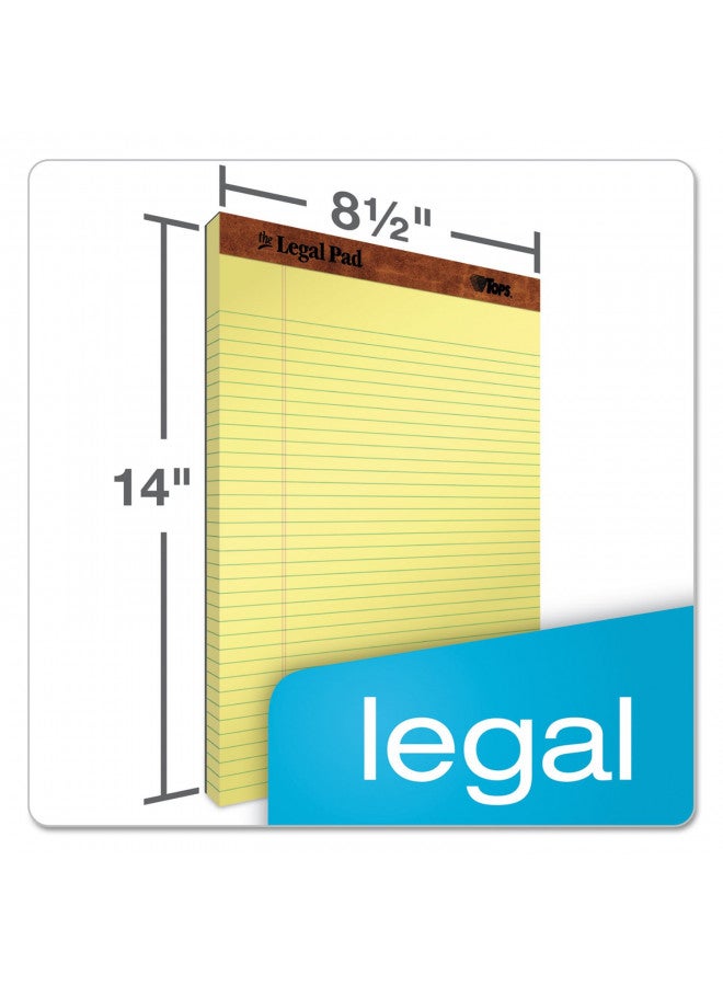 TOPS The Legal Pad Writing Pads, 8-1/2" x 14", Canary Paper, Legal Rule, 50 Sheets, 12 Pack (7572) - Image 2