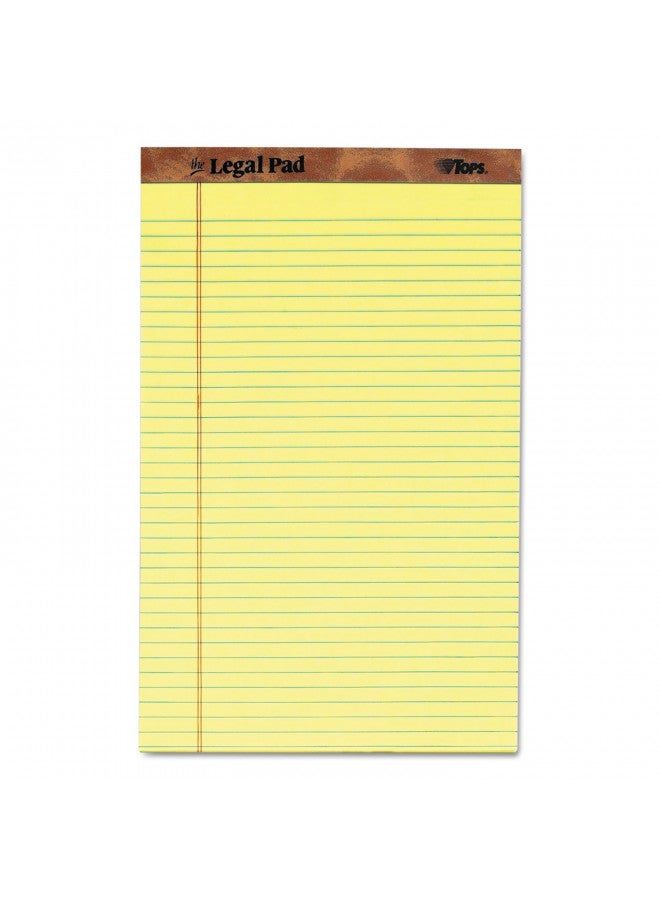 TOPS The Legal Pad Writing Pads, 8-1/2" x 14", Canary Paper, Legal Rule, 50 Sheets, 12 Pack (7572) - Image 1