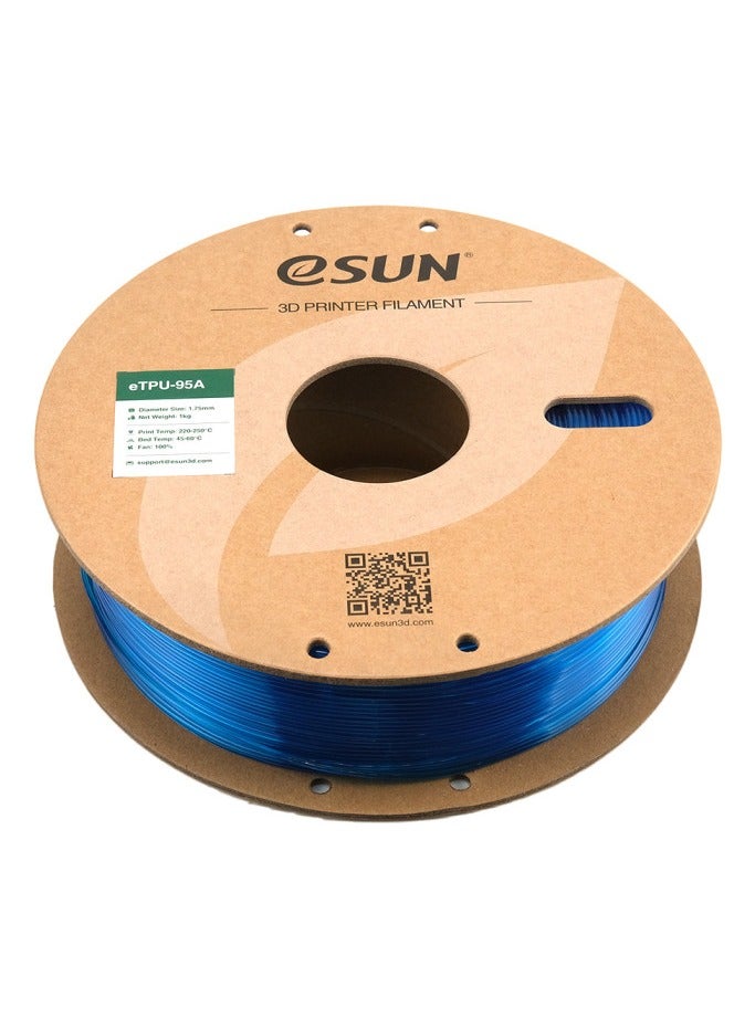eSUN eTPU- 95A Flexible 3D Print Filament, Transparent Blue,1 kg - Image 1
