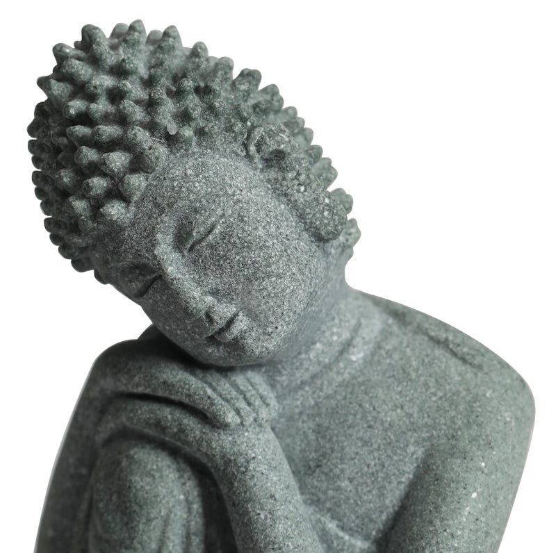 FENGSHUI-CAISHEN تمثال بوذا الصغير - حجر بوددا المصنوع يدوياً للتأمل في الأسماك الزنسية حوض السمك الدبابة ديكور سطح المكتب طفل بوذا تمثال بوذا تمثال داخلي بوذا تمثال بوذا في الهواء الطلق للمنزل - Image 2