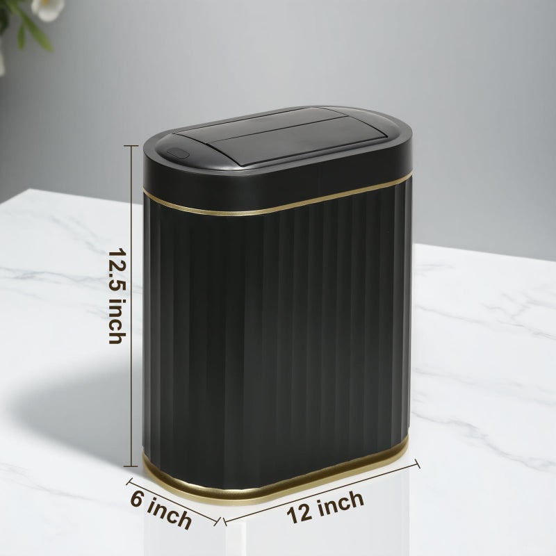 SYNCVIBE Bathroom Trash Can with Lid Butterfly 2 Gallon Sensor Trash can, IPX5 Waterproof Garbage Can, Automatic Slim Trash Bin, Under-Counter Wastebasket Bathroom Decor for Kitchen, Black Gold - Image 2