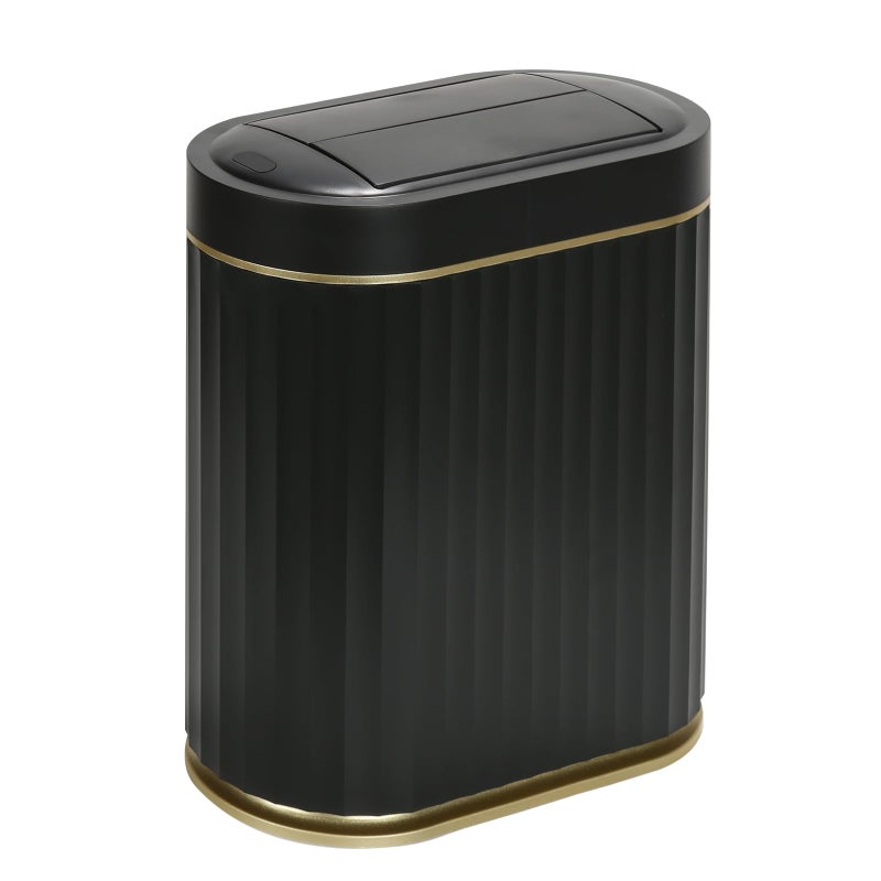SYNCVIBE Bathroom Trash Can with Lid Butterfly 2 Gallon Sensor Trash can, IPX5 Waterproof Garbage Can, Automatic Slim Trash Bin, Under-Counter Wastebasket Bathroom Decor for Kitchen, Black Gold - Image 1
