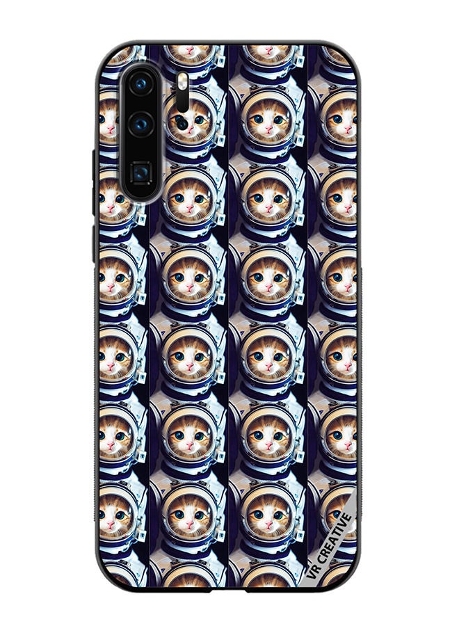 VR CREATIVE Protective Case Cover For Huawei P30 Pro Cat Face Inside Astronauts Helmet Pattern Design Multicolour - Image 1