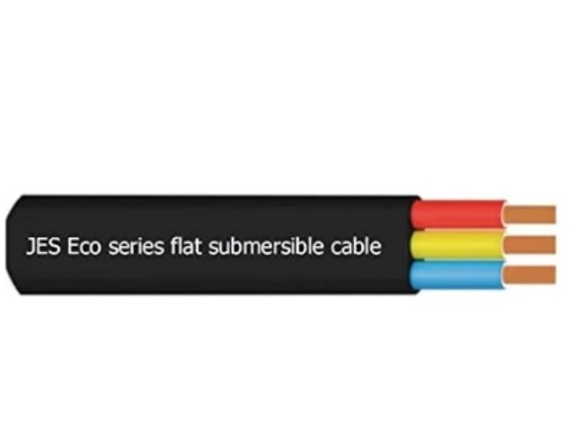 JES ECO Series Copper 3 Core Flat Cable for Submersible Pumps and Motors 15 Square 100 Meter 1100Volt Weather Resistance Submersible Cable Insulated with Double Layer Protection Black Color - Image 1