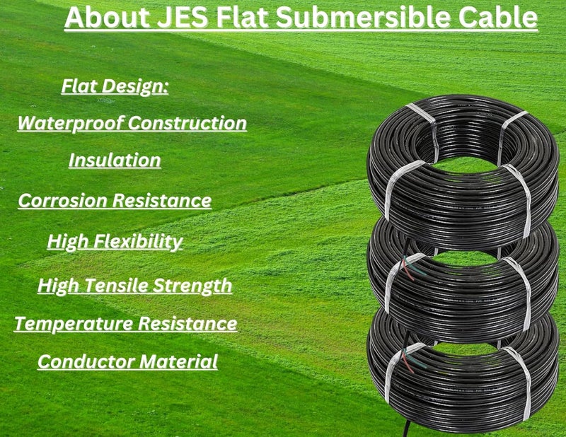 JES ECO Series Copper 3 Core Flat Cable for Submersible Pumps and Motors 15 Square 100 Meter 1100Volt Weather Resistance Submersible Cable Insulated with Double Layer Protection Black Color - Image 2