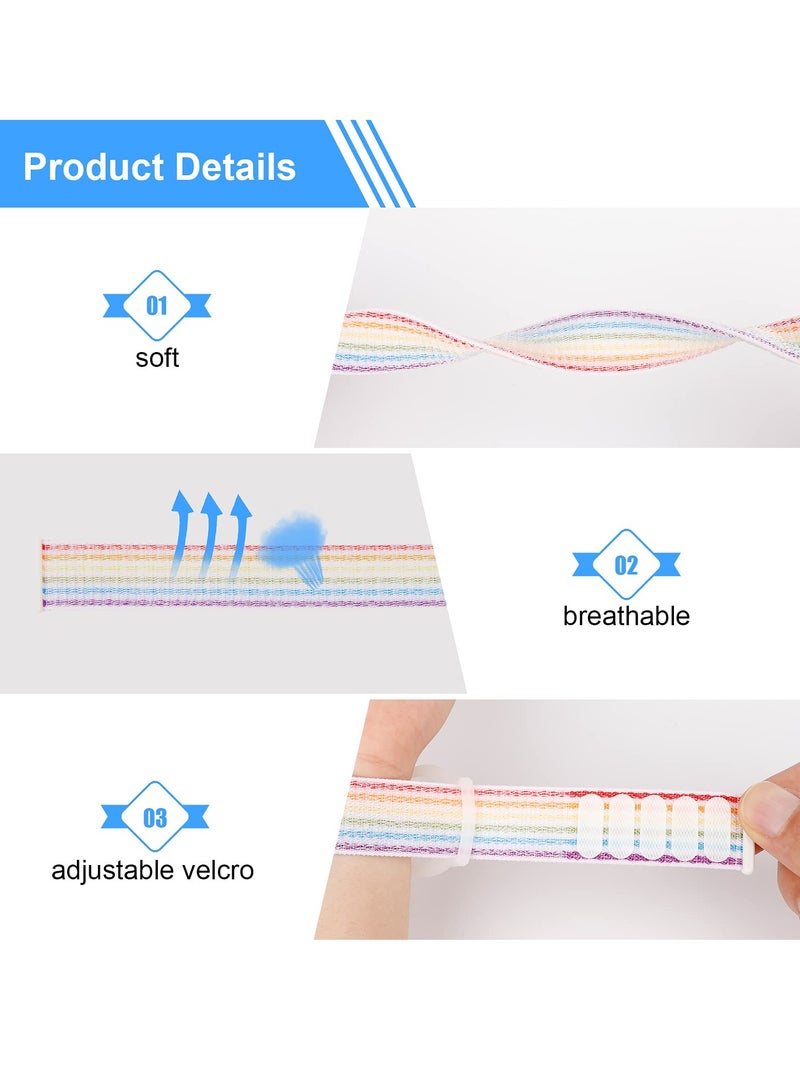 Kids Wrist Strap for Apple Airtag Adjustable Nylon Strap GPS Tracker Holder Protector Breathable Anti-Loss Bracelet for Toddler Child Elderly (Rainbow Color)