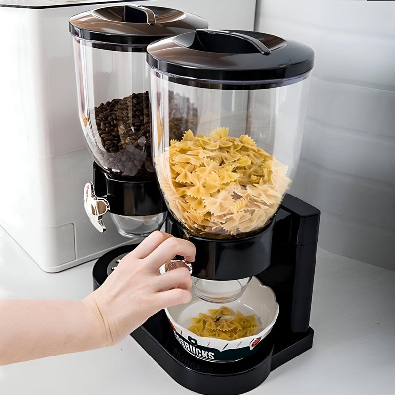 Home Grain Storage - 2-Compartment Dispenser for Oats, Rice, and Pasta with 4L Capacity and Automatic Features for Effortless Use - Image 5