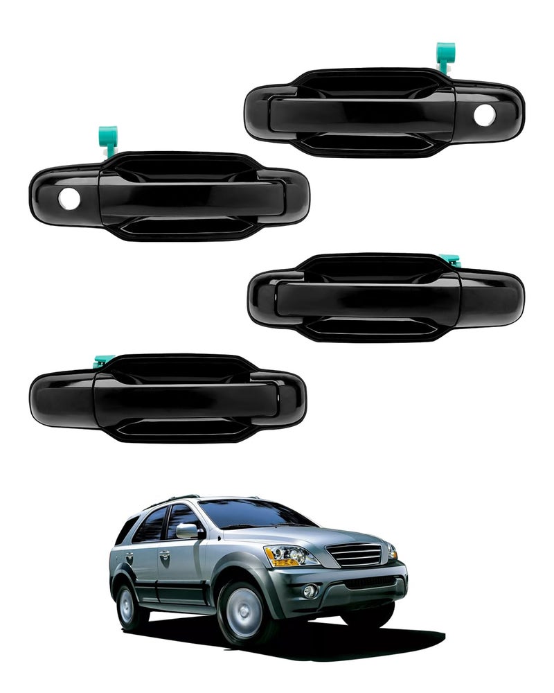 Exterior Door Handle Set 4PCS Compatible with 20032009 Kia Sorento Outside Black Front Rear Driver Passenger Side OE 826603E010 826603E020 826503E000 826603E000 Outer handle w Keyhole