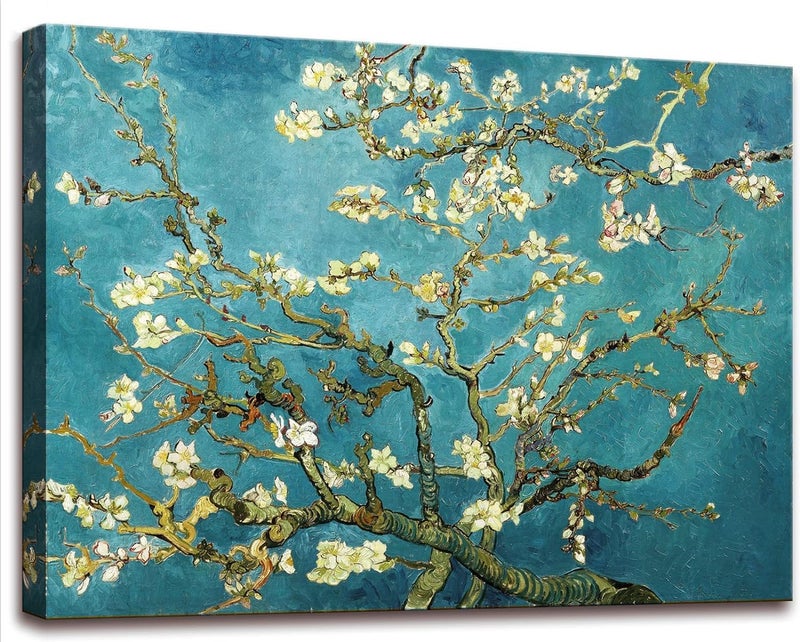 OKEXCKK Almond Blossom by Vincent Van Gogh Canvas Wall Art Large Modern Floral Painting Print Decor Famous Flowers Artwork Pictures for Bedroom Living Room Home Decoration 24x36