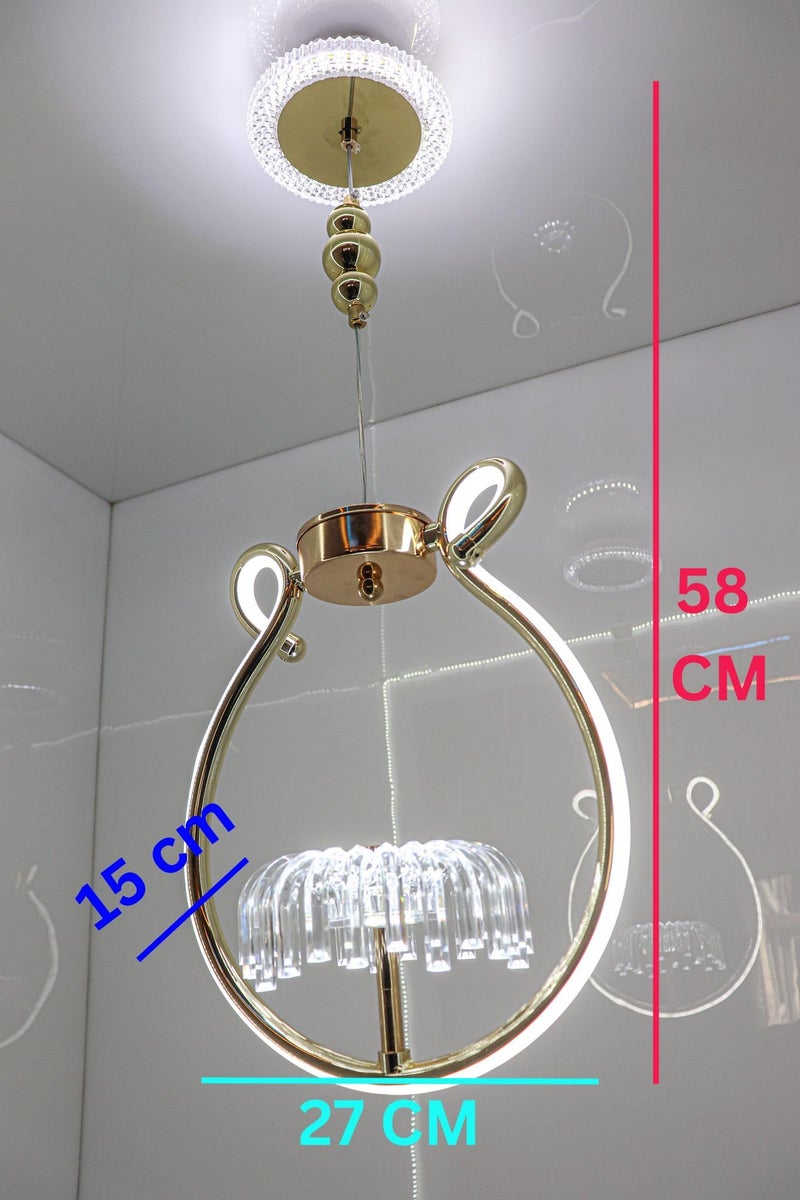 swanart Modern Gold Halo Pendant Light - Stylish LED Hanging Lamp with Glass Rods and Adjustable Height, Perfect for Dining Rooms, Living Rooms, and Bedrooms - Image 2