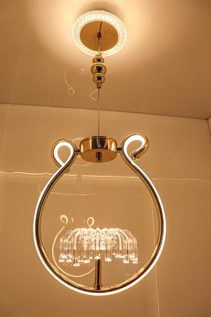 swanart Modern Gold Halo Pendant Light - Stylish LED Hanging Lamp with Glass Rods and Adjustable Height, Perfect for Dining Rooms, Living Rooms, and Bedrooms - Image 3