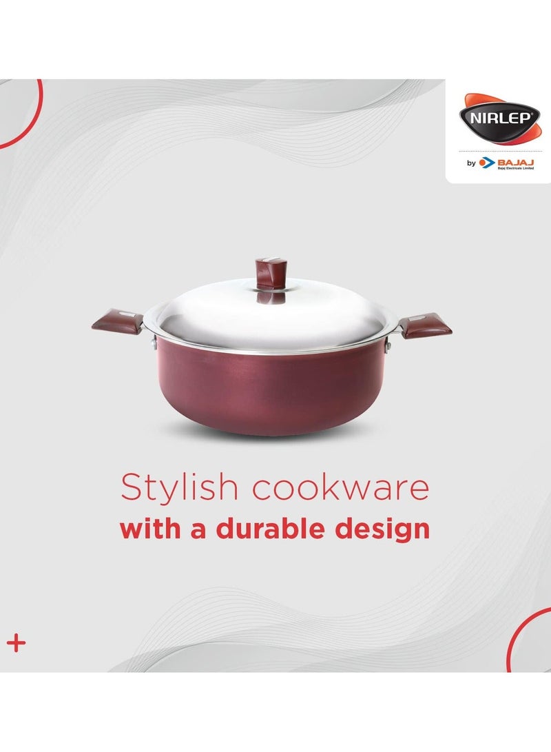 NIRLEP by Bajaj Electricals Selec+ Aluminium Non Stick Induction Casserole with Lid (4 LTR, Maroon) - Image 2