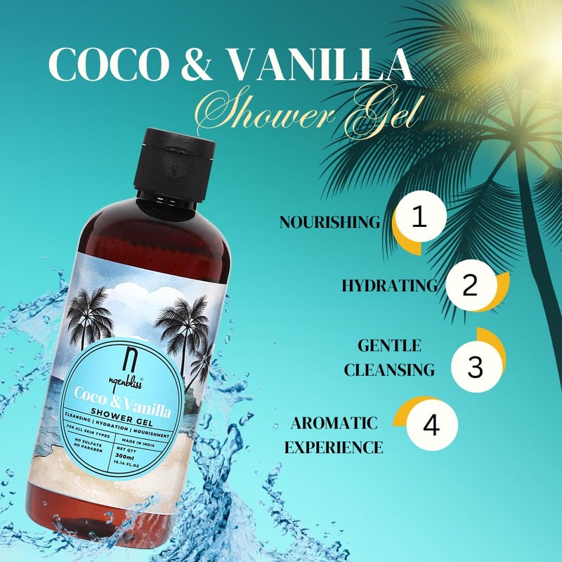 Ngenbliss Coco & Vanilla Shower Gel - Natural, and Luxurious Skincare Nourishing and Hydrating Shower gel with Coconut Oil and Vanilla Extract - Vegan and Cruelty-Free - Image 2