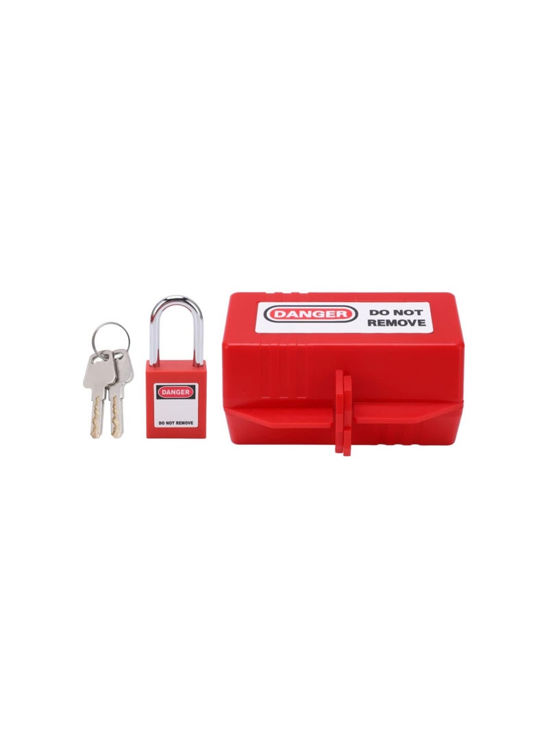 Electrical Power Plug Lock, 3 Sizes, 38mm/1.5in Power Long Padlock for Industry Chemistry Power Plug (Small Lock Box + 38mm Padlock)  - Image 1