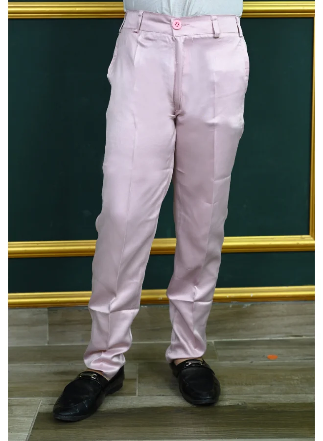 BT DEZINES Pink Satin Sherwani Set for Boys