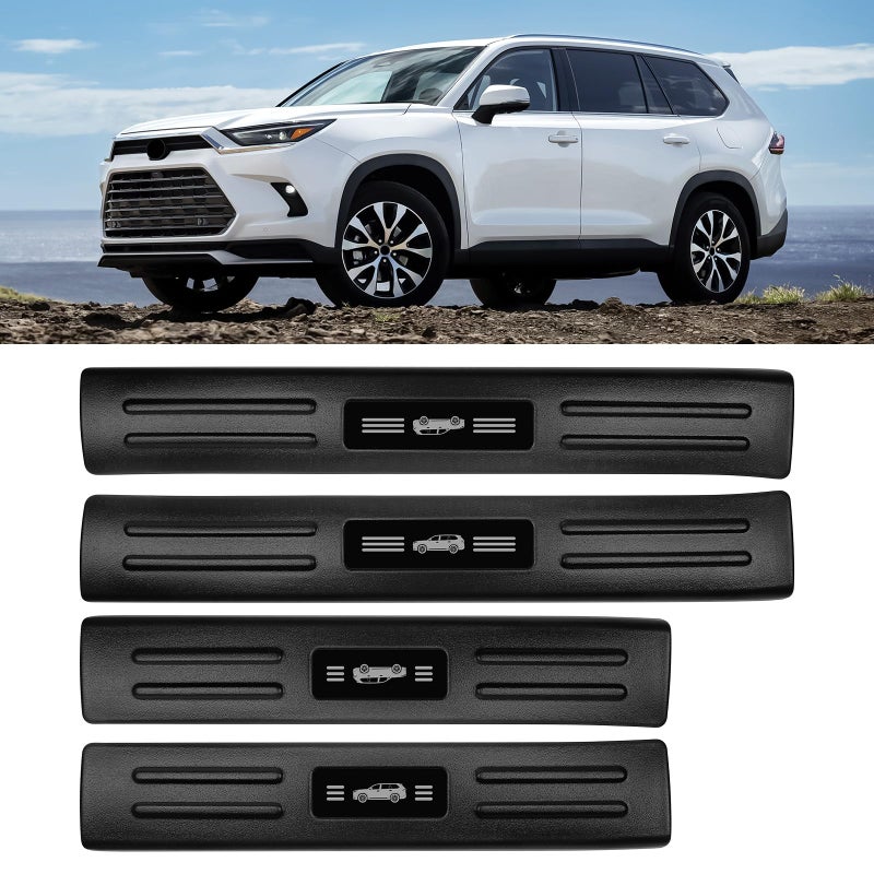 BIBLOZ ABS Material Door Sill Protector Compatible with Toyota Grand Highlander (Include Hybrid) LE/XLE/Limited/Platinum Accessories 2024 2025 2026 Door Sill Guards Trim(Not for Highlander) - Image 1