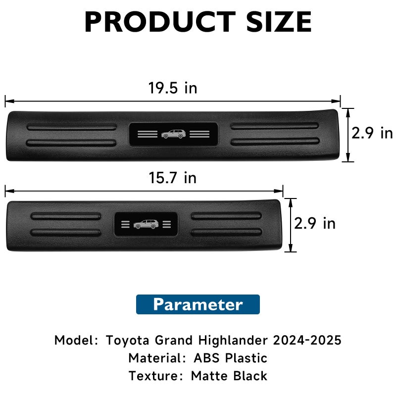 BIBLOZ ABS Material Door Sill Protector Compatible with Toyota Grand Highlander (Include Hybrid) LE/XLE/Limited/Platinum Accessories 2024 2025 2026 Door Sill Guards Trim(Not for Highlander) - Image 3