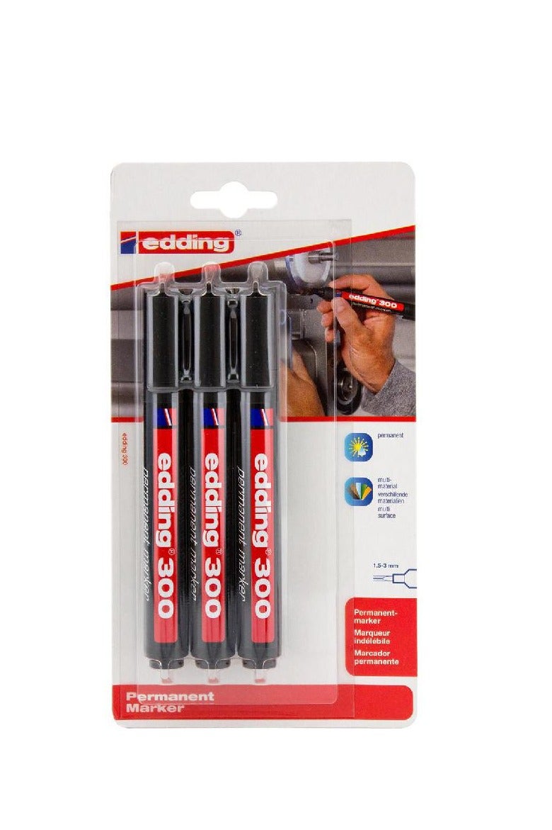 Edding 300 Permanent Marker 1.5 - 3 mm Fine Tip Black