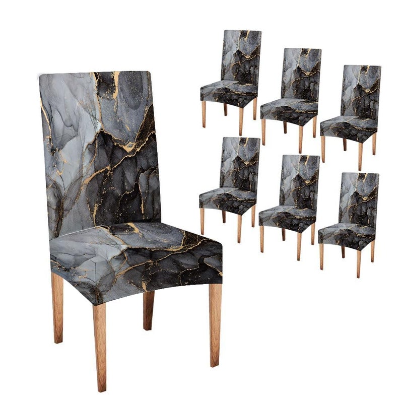CAPSCEOLL Marble Black Gray Dining Chair Covers Set of 6Stretch Parsons Chair Slipcovers Universal Removable Washable Parson Chair Covers for Dining RoomLiving RoomKitchen - Image 2