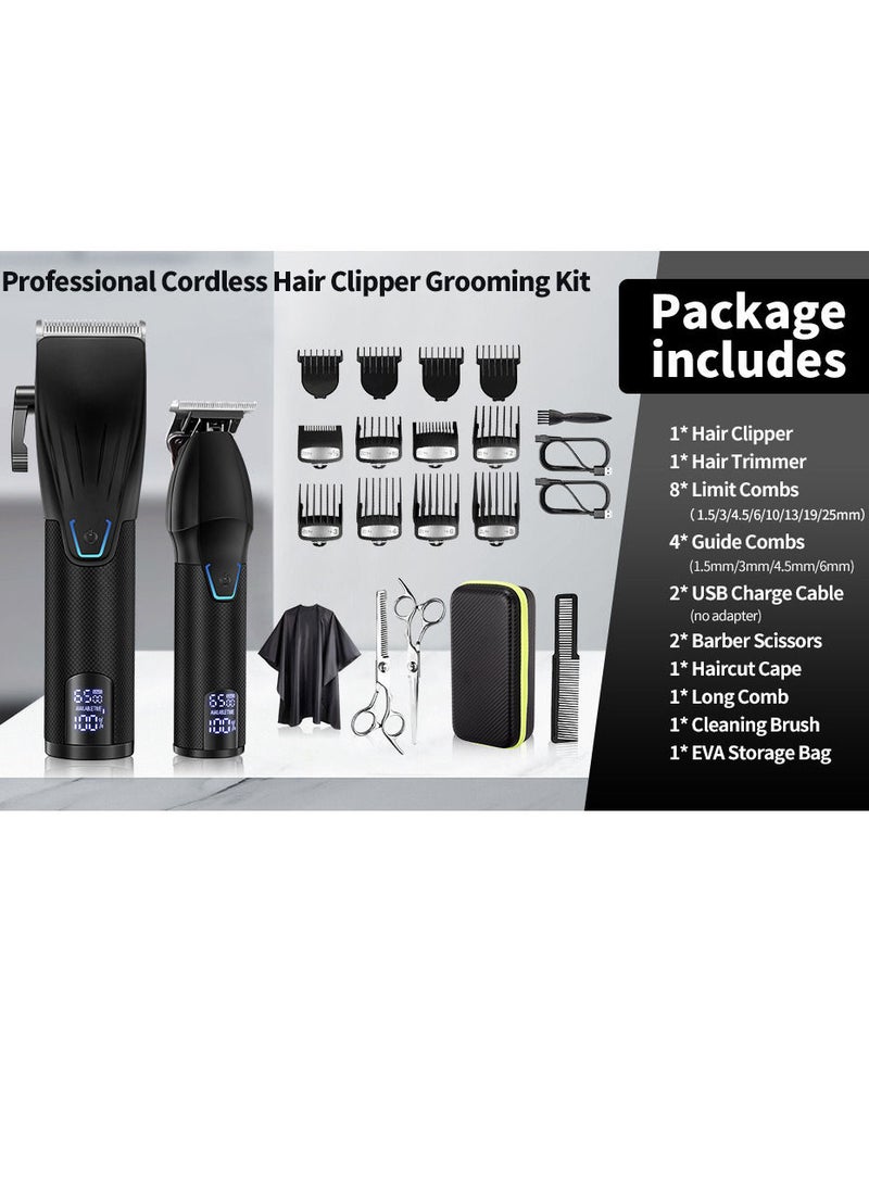 Multifunctional Hair Clippers,Professional Hair Cutting Kit Beard Trimmer Barbers for Men Women Kids Clipper Set Rechargeable Black - Image 5