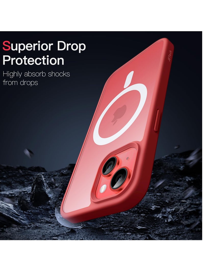 جي تيك حافظة مغناطيسية لهاتف آيفون 13 ميني مقاس 5.4 بوصة متوافقة مع غطاء هاتف MagSafe شفاف غير لامع وغطاء خلفي نحيف مقاوم للصدمات باللون الأحمر - Image 5
