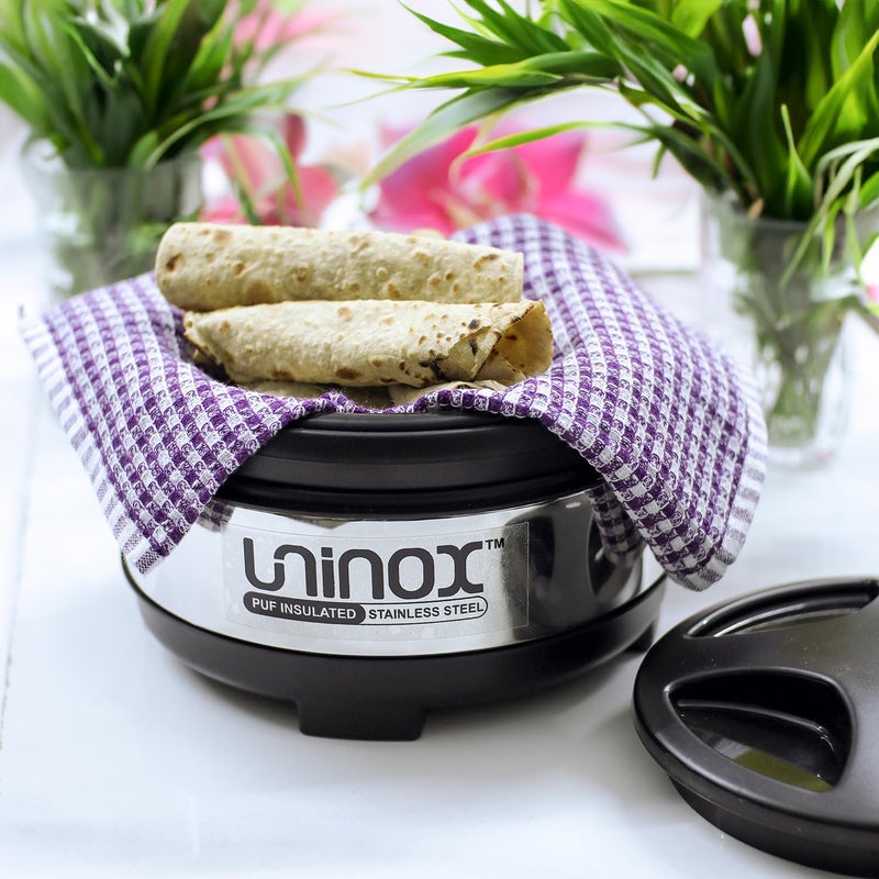 Uninox Insulted Stainless Steel Thermoware Casserole 700 ml with Lid | Hotpot for Roti/Chapati | Easy to Carry Food Warmer | Serving | Double Walled - Image 1