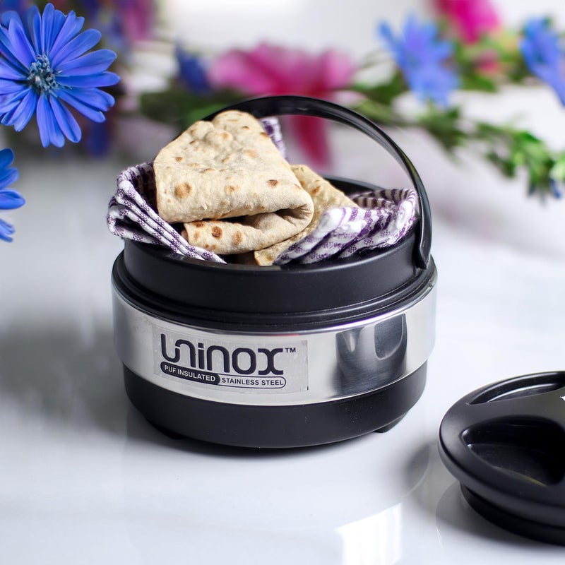Uninox Insulted Stainless Steel Thermoware Casserole 700 ml with Lid | Hotpot for Roti/Chapati | Easy to Carry Food Warmer | Serving | Double Walled - Image 2