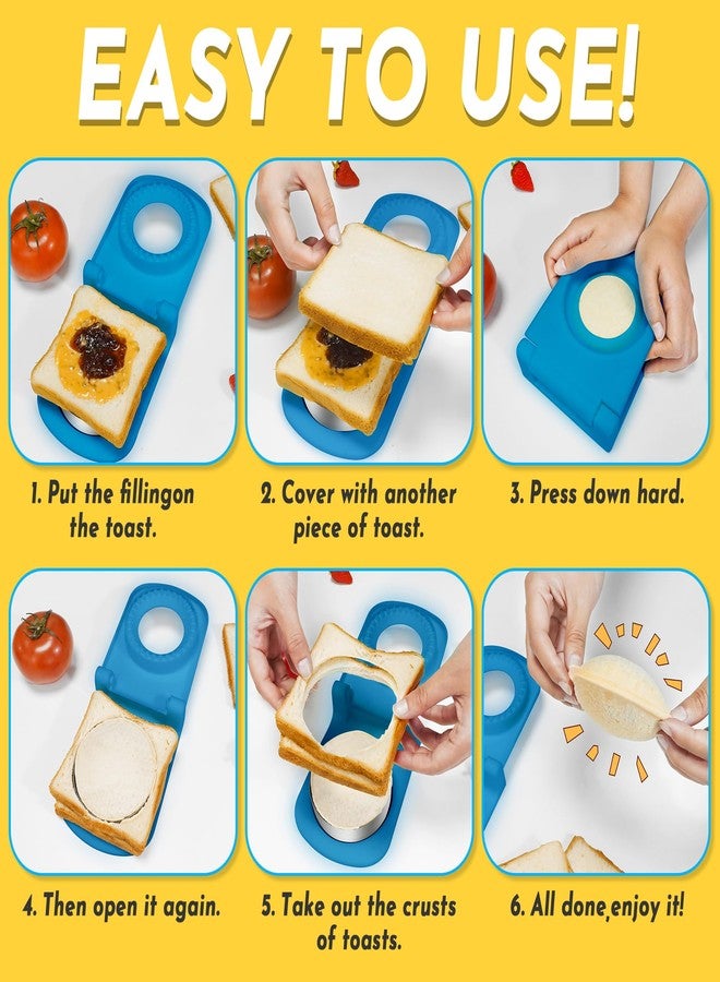 HiYZ Sandwich Cutter and Sealer - Stainless Steel Decruster Sandwich Maker - Peanut Butter and Jelly Crustless Sandwich Bread Pancake Maker Cookie Cutter for Kids Children Boys Girls - Image 5