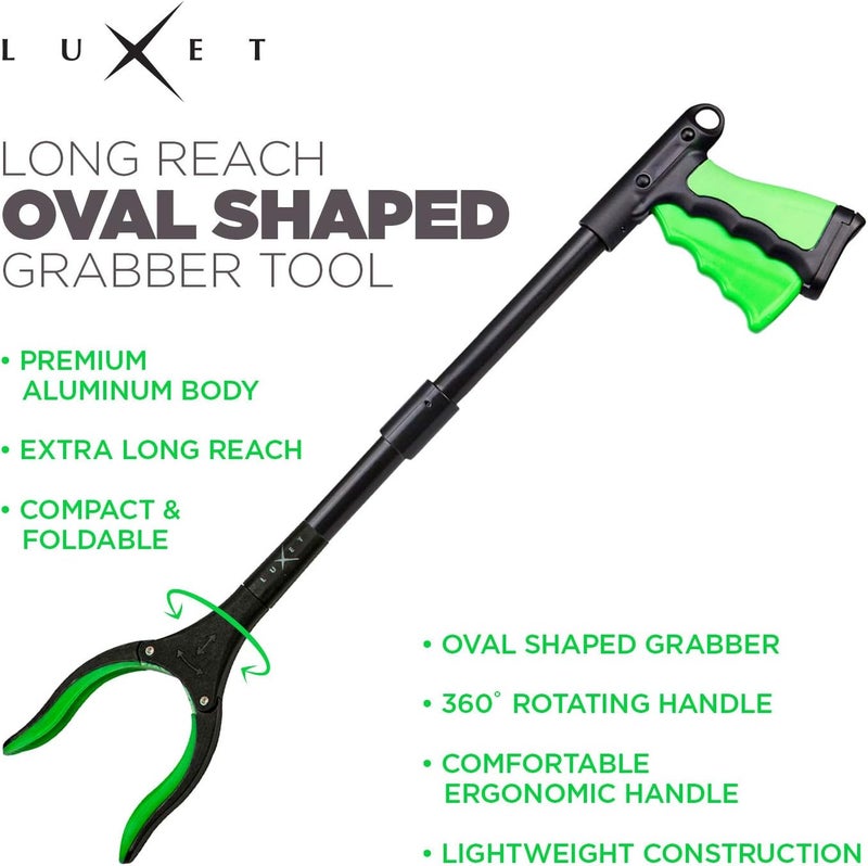 Luxet Grabber Reacher Tool 19 Inch Long, Foldable Pick Up Stick - Strong Grip Magnetic Tip - Heavy Duty Trash Picker Claw Reacher Grabber Tool Elderly Wheelchair Mobility Aid (Green) - Image 3