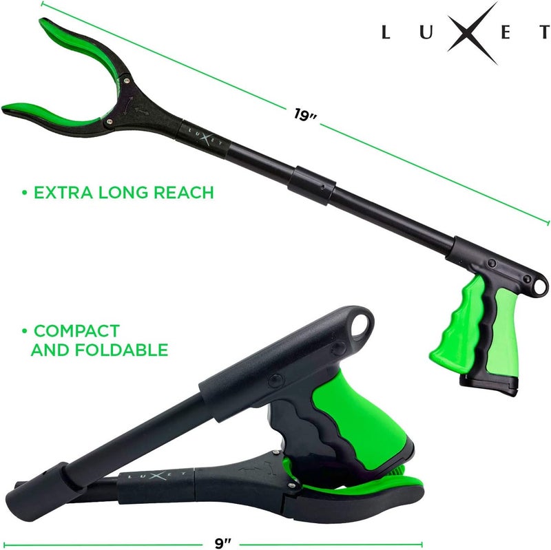 Luxet Grabber Reacher Tool 19 Inch Long, Foldable Pick Up Stick - Strong Grip Magnetic Tip - Heavy Duty Trash Picker Claw Reacher Grabber Tool Elderly Wheelchair Mobility Aid (Green) - Image 4