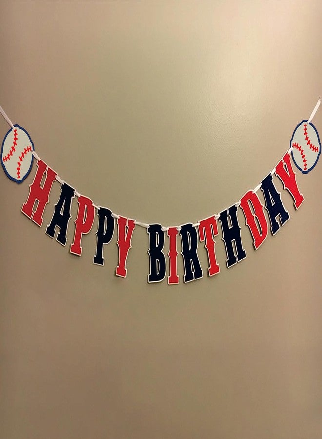 ZTZTST Happy Birthday Banner Baseball,Navy Blue,Red,White,Baseball Birthday Party Decorations - Image 5