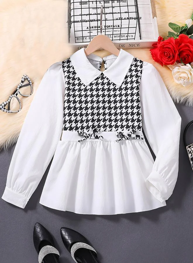 Take Two Girls Ruffle Hem Bow Detail Top with Wide Leg Pants Set