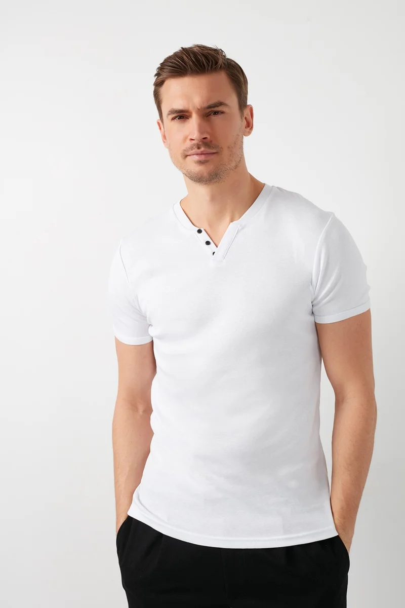 Buratti Cotton Button Detail Slim Fit V Neck 3-Pack T Shirt Men's T Shirt 5902122S3