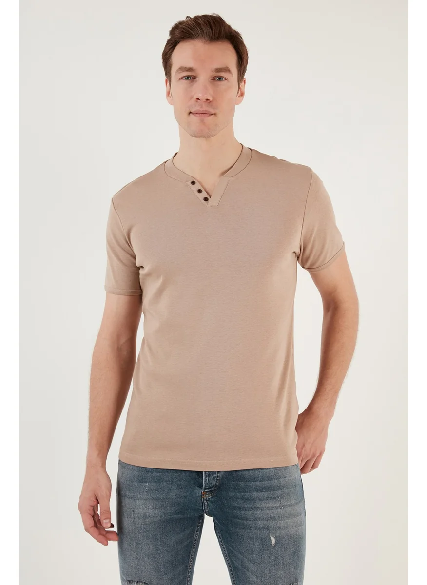Buratti Cotton Button Detail Slim Fit V Neck 3-Pack T Shirt Men's T Shirt 5902122S3