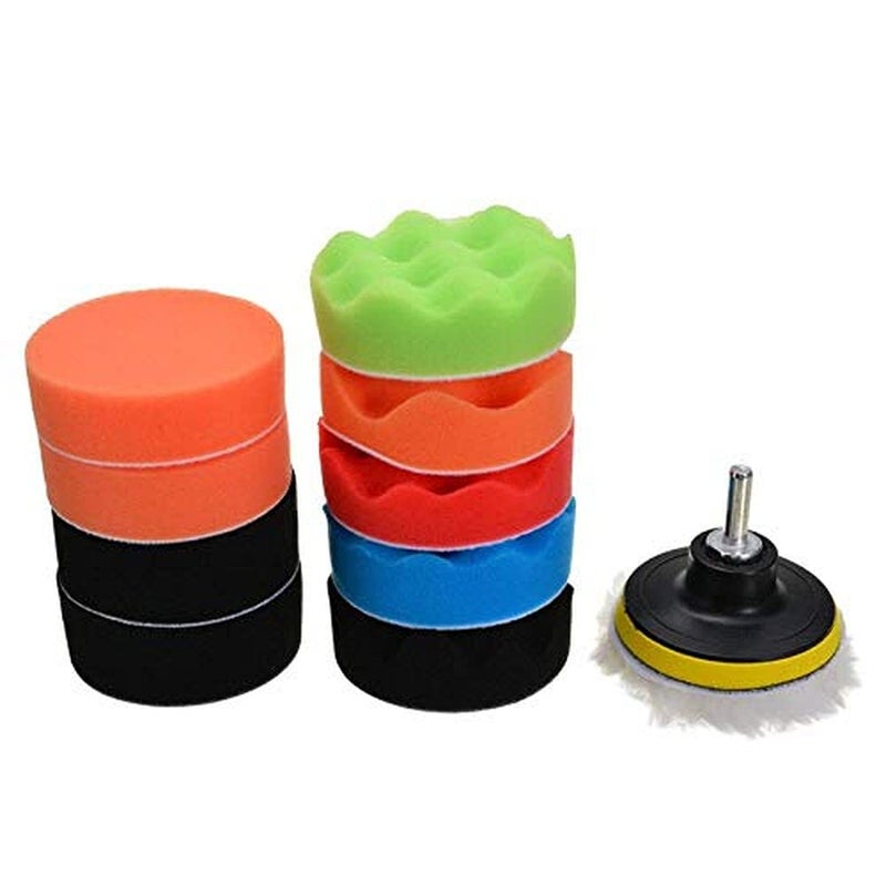 DIY Crafts CT-DIY-HI-32448 3"/4"/7"inch 76/100/180mm 12 Pcs Car Buffing Polishing Waxing Sponge Pad Kits with Drill Adapter Cleaning Tool - Image 2