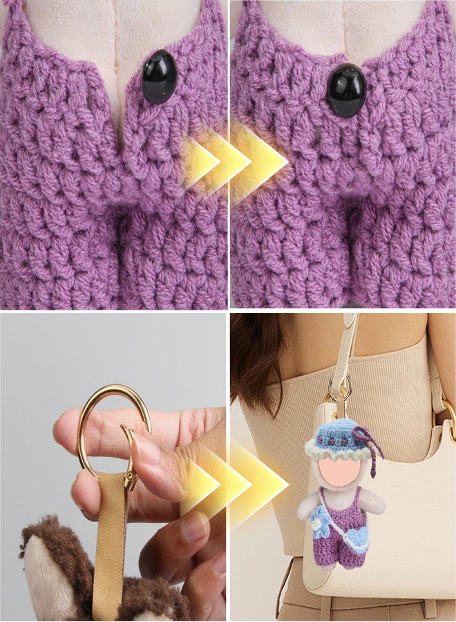 Voccim 17cm Doll Clothes - Pure Handmade 17cm Doll Accessories with Crocheted Overalls, Heart Bag and Hat - Image 5