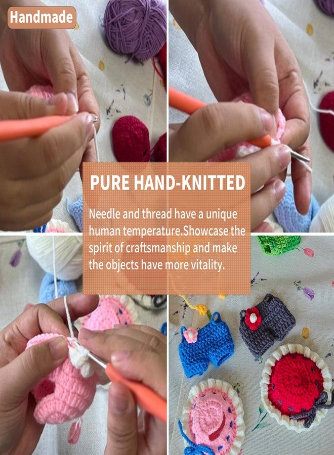Voccim 17cm Doll Clothes - Pure Handmade 17cm Doll Accessories with Crocheted Overalls, Heart Bag and Hat - Image 2