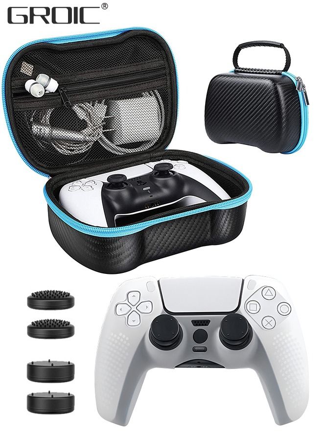 GROIC Gaming Controller Case Compatible with PS5 DualSense Controller, Anti-Slip Silicone Skin Protective Cover Case with 4 Thumb Grip Caps, PS5 Controller Travel Cases Protective Cover Storage Carrying Bag  - Image 1