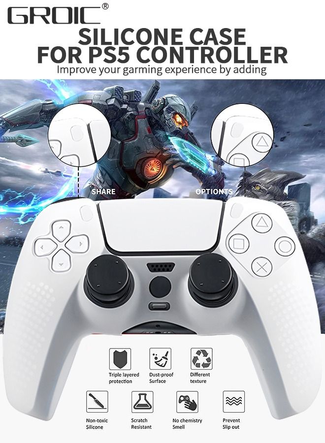 GROIC Gaming Controller Case Compatible with PS5 DualSense Controller, Anti-Slip Silicone Skin Protective Cover Case with 4 Thumb Grip Caps, PS5 Controller Travel Cases Protective Cover Storage Carrying Bag  - Image 3