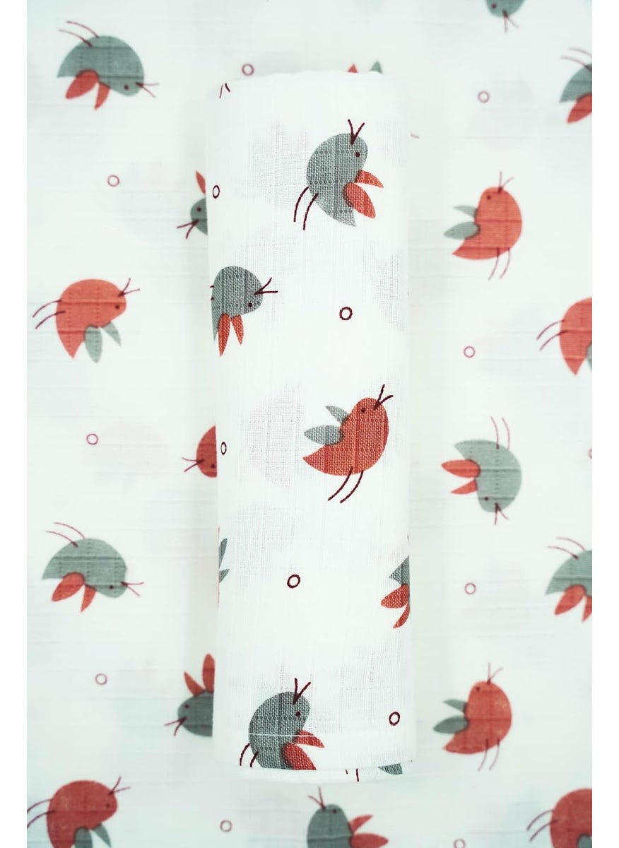 CHOTA SMILE CHOTA SMILE Muslin Baby Swaddle Wrap for New Born Soft and Cozy Baby Wrapper for New Born Perfect Swaddle for New Born Baby Bird Pack of 1  - Image 3