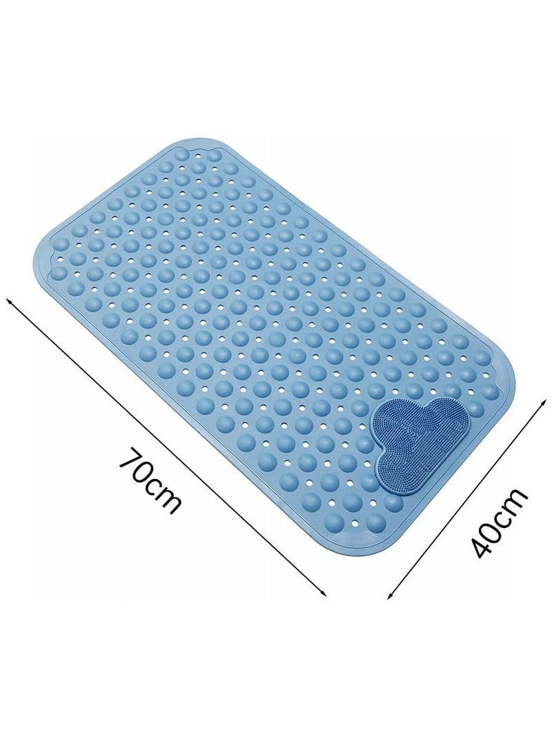 AL RAID Shower Mat, Non-Slip Bath Mat with Suction Cups and Drain Holes, Foot Scrubber Mat for Bathroom, Feet Massage, 40cmx70cm (Blue) - Image 3