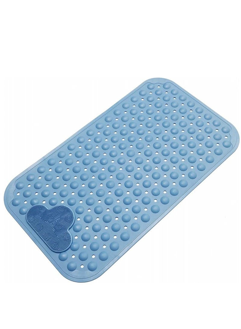 AL RAID Shower Mat, Non-Slip Bath Mat with Suction Cups and Drain Holes, Foot Scrubber Mat for Bathroom, Feet Massage, 40cmx70cm (Blue) - Image 1