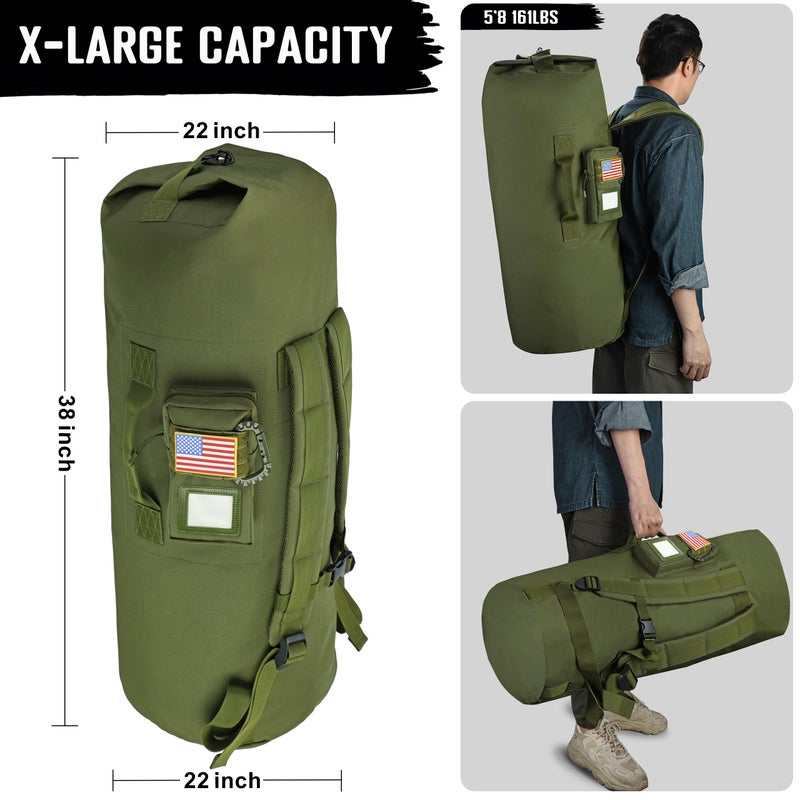 DEYACE Sea Bag, 110L Extra Large Military Duffle Bag with Name Tag Pocket Backpack Straps, Heavy Duty Army Duffle Bag for Camp or Laundry Bag - Image 5