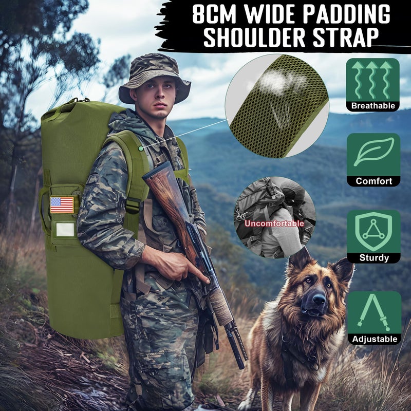 DEYACE Sea Bag, 110L Extra Large Military Duffle Bag with Name Tag Pocket Backpack Straps, Heavy Duty Army Duffle Bag for Camp or Laundry Bag - Image 2