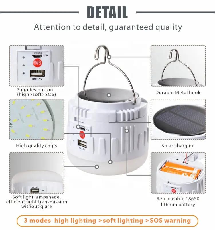 KAVANA Solar Hanging Lights Outdoor | Waterproof LED 3 Modes Solar Lamp | Auto-Charging Exterior Security Light for Porch, Patio, Garden, Balcony & Pathway - Image 4